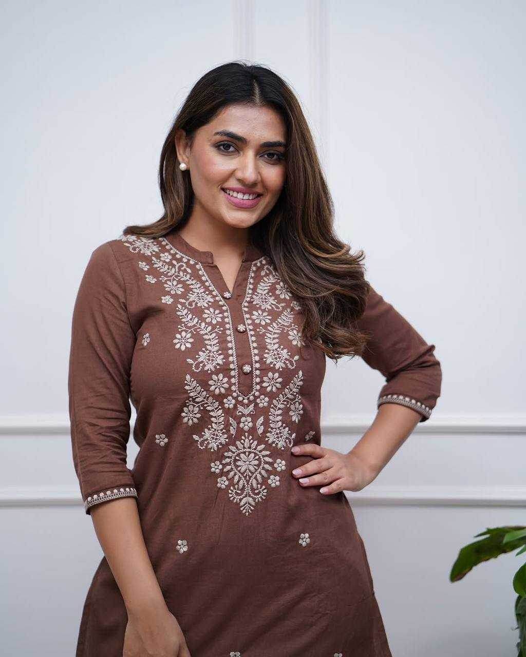 Reyon Cotton Embroidered Kurti - MYLUXURY LANE ENTERPRISE